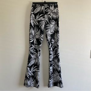 Zara Black and White Leaf Print Flared Pants